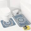 Tapete de Piso Bohemio en Forma de U para Inodoro de Dos Piezas Absorbente Resistente a la Suciedad Tapete de Piso de Secado Rápido para Baño