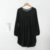 Camiseta de Verano Fina de Modal de Nueve Mangas para Mujer con Cuello en V Talla Extra Grande Top Holgado Casual Camiseta Base para Aire Acondicionado
