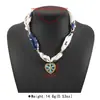 Zn0678 Collar con Pañuelo de Seda de Diseño de Moda con Colgante de Acero Inoxidable con Goteo de Aceite Colorido Cadena Elegante Romántica para Clavícula para Mujeres