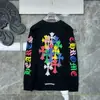 Camiseta de manga larga de la marca de moda transfronteriza Chrome Heart, algodón puro, unisex, corte holgado, en stock para venta al por mayor