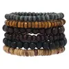 Pulseira Árvore da Paz Estilo Europeu e Americano Transfronteiriça Conjunto de Várias Peças Pulseira de Contas de Madeira Vintage Simples Masculina Empilhável Personalizada