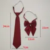 [Set de Plumas Mate] Pajarita Roja Flor de Cuello para Mujer Estilo Japonés Estilo Universitario Pajarita Jk Traje de Marinero