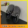 Zapatos Birkenstock Versátiles, Cómodos y de Suela Plana para Mujer 2025 Nuevas Chanclas de Exterior para Mujer Primavera/Verano con Pedrería y Diseño de Punta Cerrada