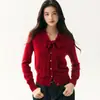 Intelectual e elegante~Novo cardigã de caxemira outono e inverno para mulheres, com design fluido, suéter de tricô, cardigã curto e peça de outer wear