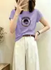 Camiseta de algodón acanalada ajustada para chica atractiva para mujer, fábrica fuente de Thirteen Lines en Guangzhou, top de manga corta, suministro exclusivo de la segunda tanda de verano