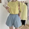 Shorts para Mulheres Ins Verão Novo Cor Doce Estilo K Popular Linha A Cintura Alta Slim Solto Versátil Casual Calças de Perna Larga