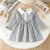INS Explosiones Vestido Largo de Punto para Niños Niñas Primavera Otoño e Invierno Cuello Solapa Vestido de Punto Manga Larga Vestido de Princesa Vestido Largo
