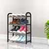 Armário de Sapatos Simples de Aço Inoxidável, Mini Sapateira Doméstica Interna Multicamada de Quatro Níveis, Adequado para Colocar na Entrada, Combinação de Armazenamento para Dormitório, Destacável