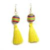 Pendientes largos con borlas de diamantes rosas, elegantes y exagerados, estilo bohemio étnico para mujer, estilo europeo y americano.