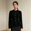 Elegante cardigã estilo tweed branco para mulheres, nova coleção outono/inverno 2026, com cintura ajustada, top versátil, único e deslumbrante