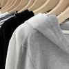 Suéter de Diseño con Doble Cremallera Gris de Manga Larga para Mujer, Cárdigan con Capucha de Moda Estilo Occidental Adelgazante, Top Corto para Principios de Primavera y Otoño