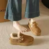 Zapatos tipo Birkenstock de Felpa con Suela Gruesa Estilo Coreano para Mujer 2026 Nuevos Mocasines de Invierno Botas de Nieve Cálidas para Mujer Zapatos de Algodón sin Cordones