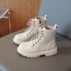 Botines tipo Martin para niña, nueva colección otoño/invierno 2026, botines sencillos de estilo británico para niños, antideslizantes, suela suave, color blanco, para niños de tamaño mediano y grande