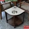 Mesa de té de mahjong en forma de abanico, estante de almacenamiento de madera maciza y losa de piedra para hotel, juego de té para sala de ajedrez y cartas, mesa de té anti-quemaduras para sala de té
