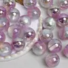 Ding Yi K16 Cuentas Redondas Pluma de Polvo de Estrellas Resina Galvanizada con Agujero Pasante Accesorios de Joyería Hechos a Mano para Cadena de Teléfono Móvil