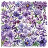 50 Pacotes de Adesivos Impermeáveis Florais Roxos de Desenho Animado Materiais para Decoração de Diário Caderno Copo d'Água Adesivos