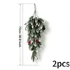 Bayas artificiales de Amazon transfronterizas, agujas de pino de Navidad, decoración de mesa de comedor para el hogar, planta verde DIY para colgar en la pared