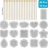 Pegamento Cristal DIY Colgante Individual Molde de Silicona de Resina Sin Pulir Geométrico Redondo Collar Llavero con Agujeros