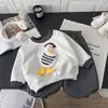 Roupa infantil para meninos, conjunto de bebê para primavera e outono, calça de manga comprida, camiseta para meninos, moletom, calça comprida, conjunto de duas peças para bebês e crianças pequenas