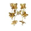 Pendientes de borla de flores de metal retro francés con clip para la oreja de temperamento exquisito y nicho de alto sentido