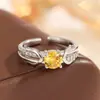 Anillo de Zirconia con Piedra de Color de Lujo Ligero para Mujer, Diseño de Alta Gama, Anillo Abierto Versátil de Estilo Commuter de Nicho, Regalo para Mejor Amiga
