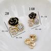 Estilo Coreano Estilo Chanel Lazo Hecho a Mano DIY Accesorios para el Cabello Accesorios de Pinza Lateral Aleación Goteo de Aceite Camelia Anillo para el Cabello Colgante