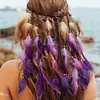 Diadema Bohemia de Plumas de Nuevo Estilo Transfronteriza, Diadema India Larga de Bloques de Color, Venta al por Mayor de Tocados Étnicos de Tíbet