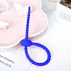Cinchos de silicona para cables, almacenamiento colorido DIY para cables de datos, organizadores de cables reutilizables, correas de gestión de cables, llaveros y adornos colgantes