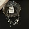 Gargantilla de cuero con costuras de perlas para chica sexy Y2g, collar de amor, cadena de clavícula de nicho para mujer, collar negro de moda