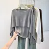 Suéter de Tricô com Xale Falso de Duas Peças, Estilo Novo Outono 2026 Plus Size para Mulheres, Elegante Capa, Caimento Solto, Top Fino Emagrecedor
