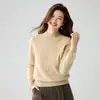 Suéter de Tricô de Caxemira com Gola Semi-Alta Feminino Yunxiu Zhi Meng 2026 Outono Novo Elegante Top Básico com Aplicação de Renda