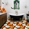 Nuevas Pegatinas de Calabaza y Hojas de Cosecha de Otoño para Piso y Baño, Decoración de Atmósfera de Halloween, Pegatinas Impermeables 2D para Azulejos