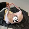 Bolsa de estilo japonés con estampado de cuadros de dibujos animados de alto valor para mujer, bolsa tipo dumpling de gran capacidad para verano, versátil para estudiantes, para ir al trabajo, de hombro o cruzada
