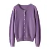 Cardigan de Cashmere Feminino Gola Redonda Manga Longa 2024 Outono Inverno Novo Peça Versátil Macia Amiga da Pele Jaqueta Solta