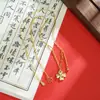 Colar Transfronteiriço de Ouro de Areia Vietnamita Tendência Simples Brilhante Escama de Dragão Trevo de Quatro Folhas Pingente Corrente de Clavícula Joia de Luxo Leve Feminina