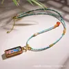 Novo Colar Thangka de Ágata Turquesa Estilo Chinês Colar de Joias de Cristal Corrente para Clavícula