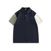 Vestido de verano sureño 2023, nuevo diseño retro japonés multibolsillos, camisa de manga corta con cuello tipo polo y contraste de colores para hombre