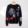 Nuevo Suéter 100% Cachemir Puro para Mujer Pulóver de Cuello Redondo Cepillado Manga Larga Bloque de Color Bordado Suéter Bordado Floral