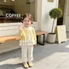 Cardigã Feminino Falso Duas Peças Renda Primavera e Outono Novo Estilo Bebê Versão Coreana Doce Jaqueta Tricô Suéter Infantil Atacado