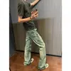 Calça Jeans Crua Azul Retro Americana Masculina Slim Fit Branca Lateral Costura Quatro Pontos Casual Versátil Micro-Flare Tendência