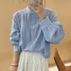 Estilo dulce y fresco, camisa base de manga larga con cuello alto para mujer, nueva colección primavera/otoño, corte holgado, versátil, casual y rejuvenecedor
