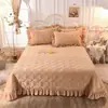 Manta de Cama Acolchada Gruesa de Terciopelo de Cristal Cálido de Invierno Manta de Cama Acolchada con Encaje Borde de Algodón Doble Antideslizante Tatami