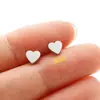Pendiente de acero inoxidable para mujer, estilo ins frío simple, con forma de corazón amoroso, geométrico compacto, apilado, pendiente para oreja