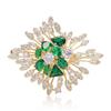 Broche clásico de cobre micro incrustado con circón esmeralda, diseño de estilo palaciego retro de lujo, ramillete, temperamento, accesorios para abrigo