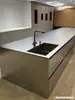 Mostrador de Bar con Gabinetes Integrados, Fregadero, Encimera de Acero Inoxidable Sólido, Acero Inoxidable 304 Resistente a Rayones, Soldado de Una Pieza, Superficie Resistente a Rayones