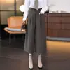 Calça pantalona de alta qualidade para mulheres baixinhas, Novidade Primavera/Outono 2026 Cintura Alta Costura Elástica na Cintura Caimento Comprimento Oito-Nove Perna Reta Calça de Alfaiataria