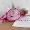 Colorido brilhante unicórnio bebê menina bonito desenhos animados moda princesa saco de ombro saco mensageiro saco das crianças