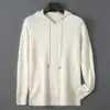 Nuevo Sudadera con Capucha Casual Suave para Hombre de Lana Pura Invierno Otoño Sudadera con Capucha Holgada Tejido de Punto Manga Larga Top Versátil