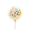 Abanico Redondo Panda de Frutas Estilo Chino con Texto Creativo, Nuevo Abanico Redondo de Papel de Caligrafía y Pintura China para Lugares Escénicos, Fotografía de Viajes y Abanico Tradicional