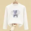 Blusa Térmica Base Infantil para Outono e Inverno, Camiseta de Manga Longa para Meninas, Roupa Íntima Térmica com Gola Alta para Crianças Mais Velhas